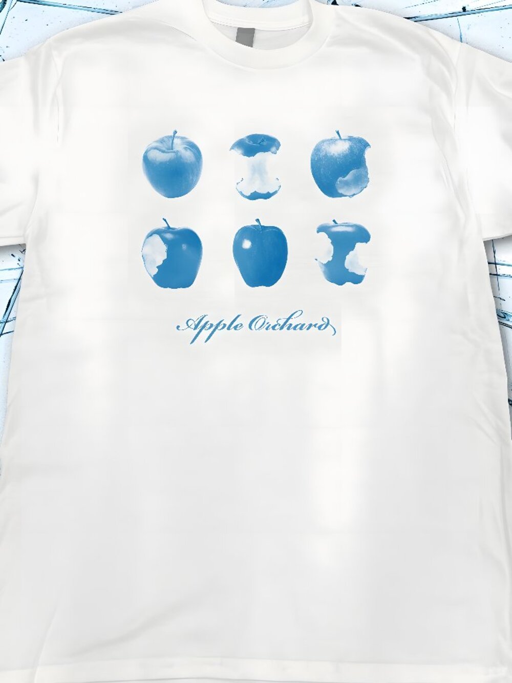 VINTAGE STYLE APPLE ORCHARD TEE White printed T-shirt for both men and women